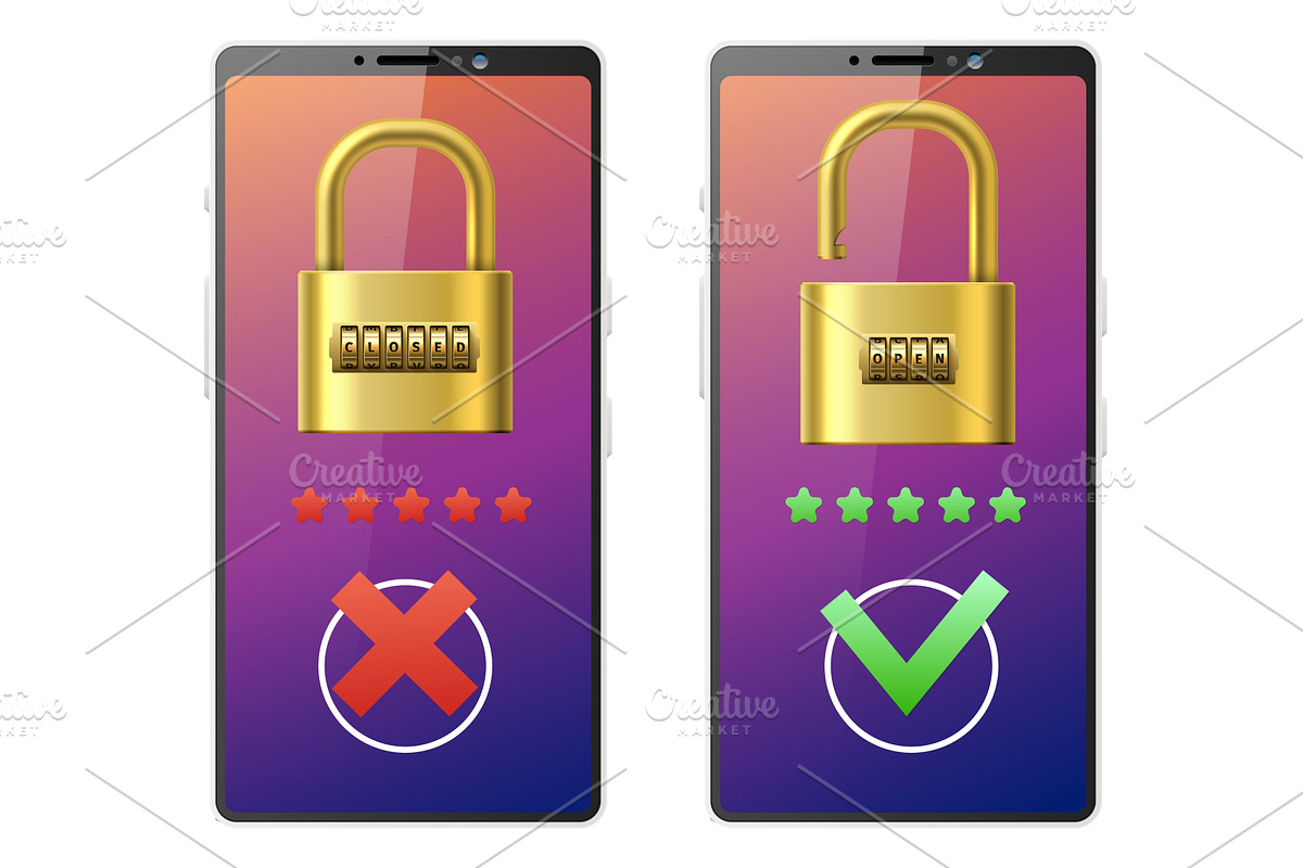Realistic smartphone with locked and, a Technology Illustration by Vectorbuum