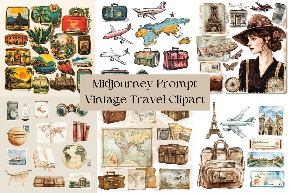 Prompt Vintage Travel Clipart, a Transportation Illustration by Creative design (Photo 1 of 7)