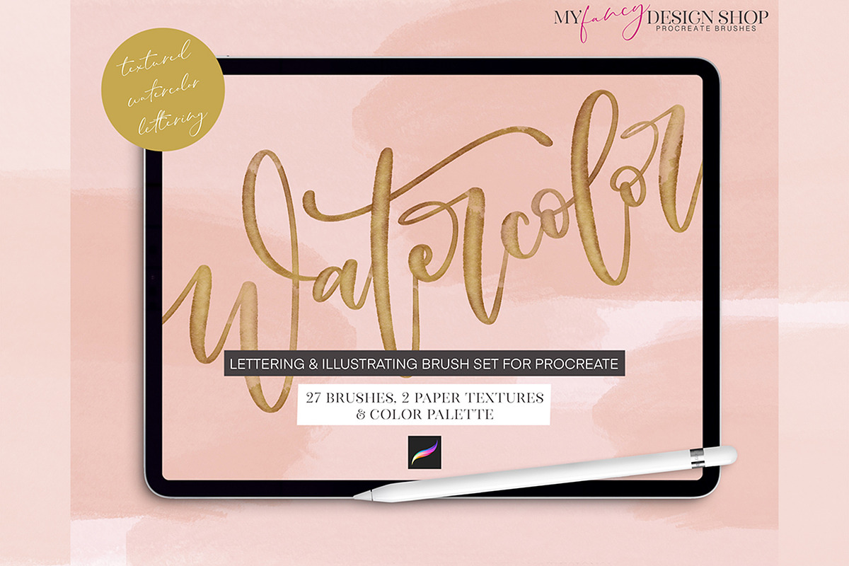 Procreate Watercolor Brush Set, a Brush Add-On by My Fancy Design Shop (Photo 1 of 13)