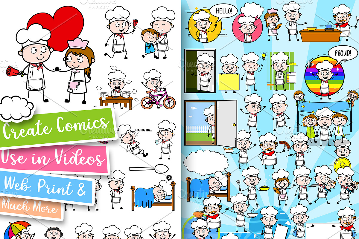 Chef ~ Cartoon Character Set, a Food Illustration by The Toon Company (Photo 2 of 6)