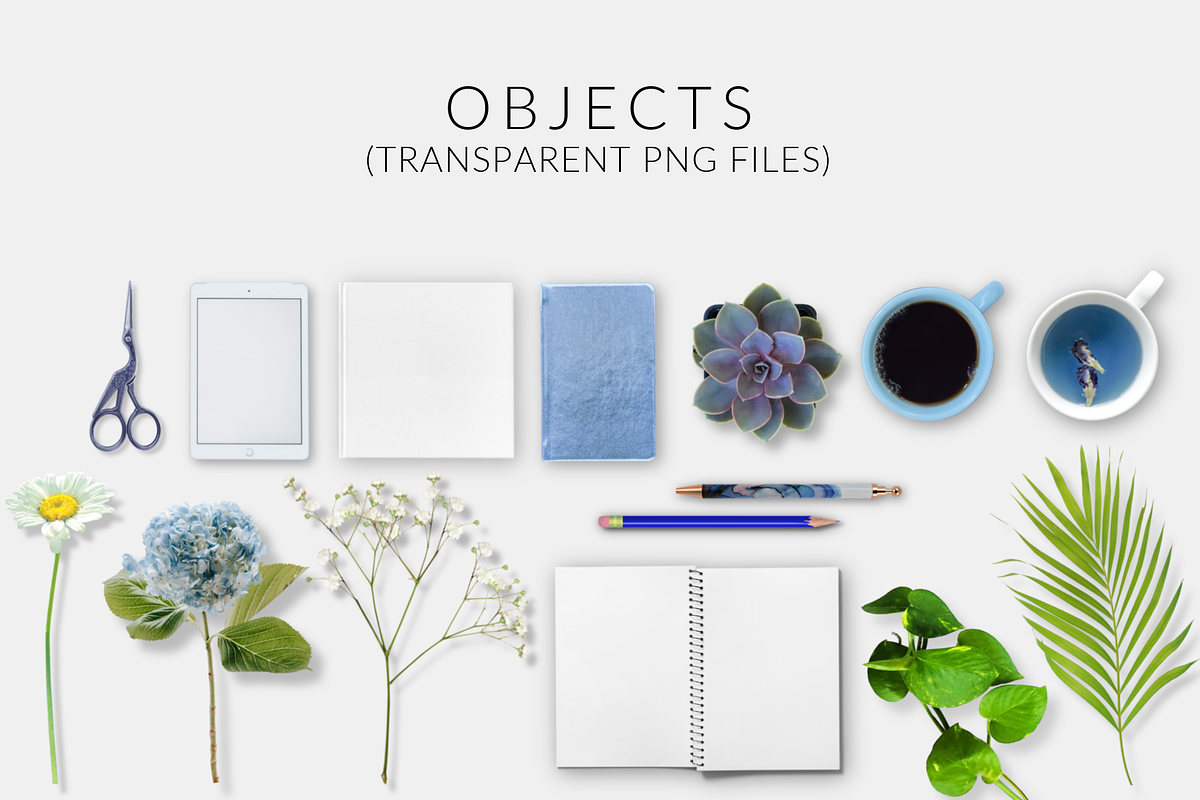 Sweet Baby Blue Desk Scene Creator, a Pens & Pencil Mockup by Storyteller Design (Photo 4 of 8)