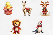 Patchwork Christmas Cute Animals Cli, an Illustration by CrexoraLab (Thumbnail 1 of 5)