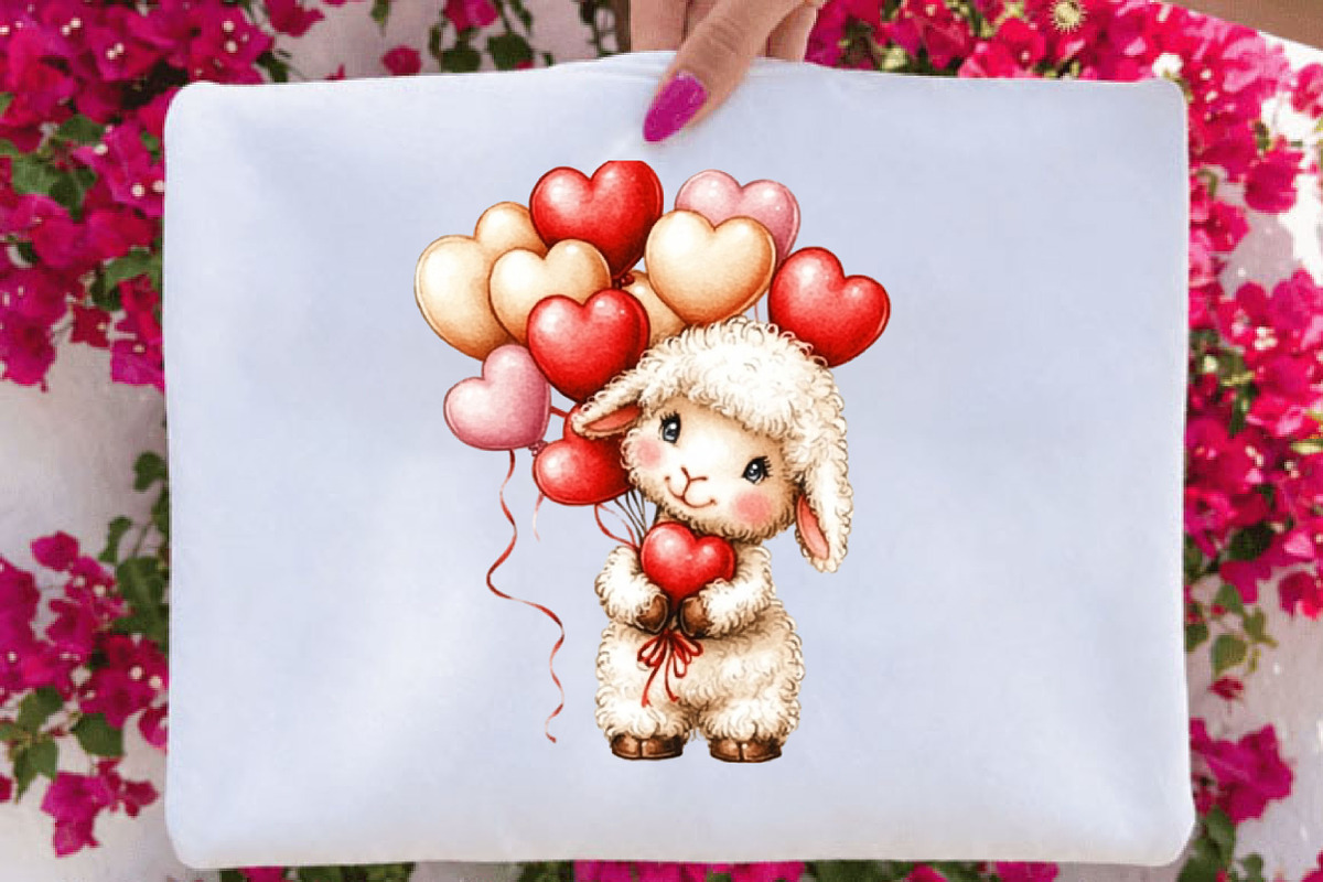 Whimsical Valentine Sheep Clipart, a Seasonal Illustration by SVGArt (Photo 3 of 5)