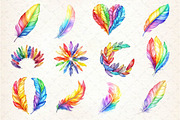 Rainbow Watercolor Feathers Clipart, an Illustration by Dream Creation (Thumbnail 3 of 3)