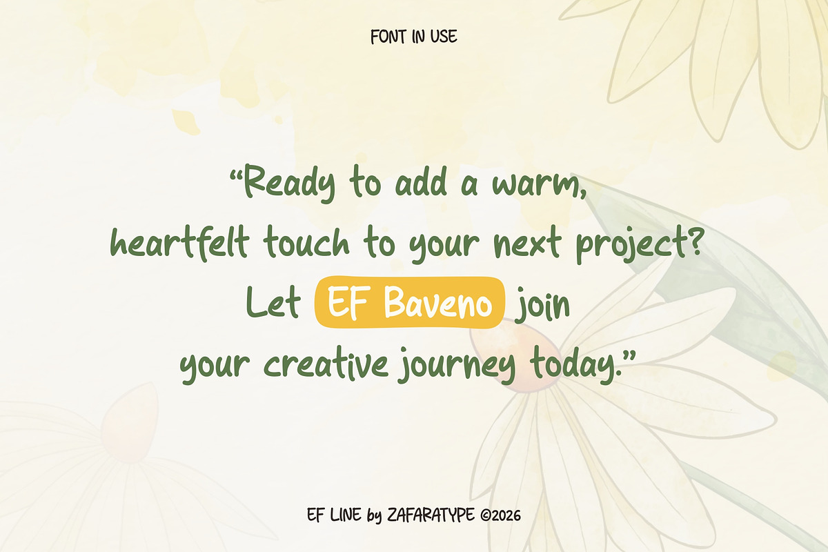 EF Baveno, a Handwritten Font by Zafara Studios (Photo 5 of 6)