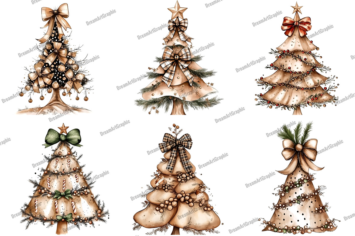 Christmas Trees Bow Clipart, an Illustration by DreamArtGraphic (Photo 4 of 5)