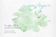 Watercolor Map of Antigua, an Illustration by Beloved Paper (Thumbnail 1 of 6)
