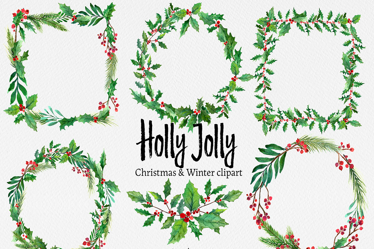 Christmas clip art: HOLLY JOLLY, an Illustration by SandraGraphicDesign (Photo 3 of 5)