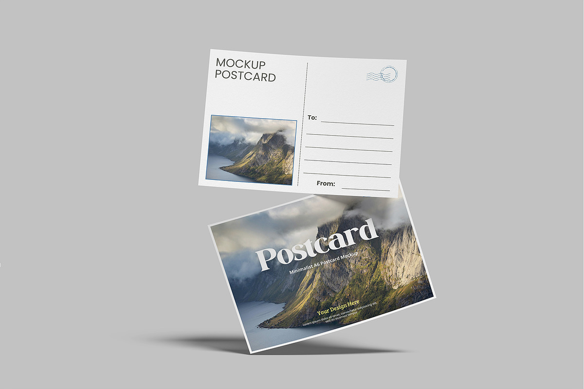 Minimalist A6 Postcard Mockup, a Card Template by lamorastudio (Photo 7 of 11)