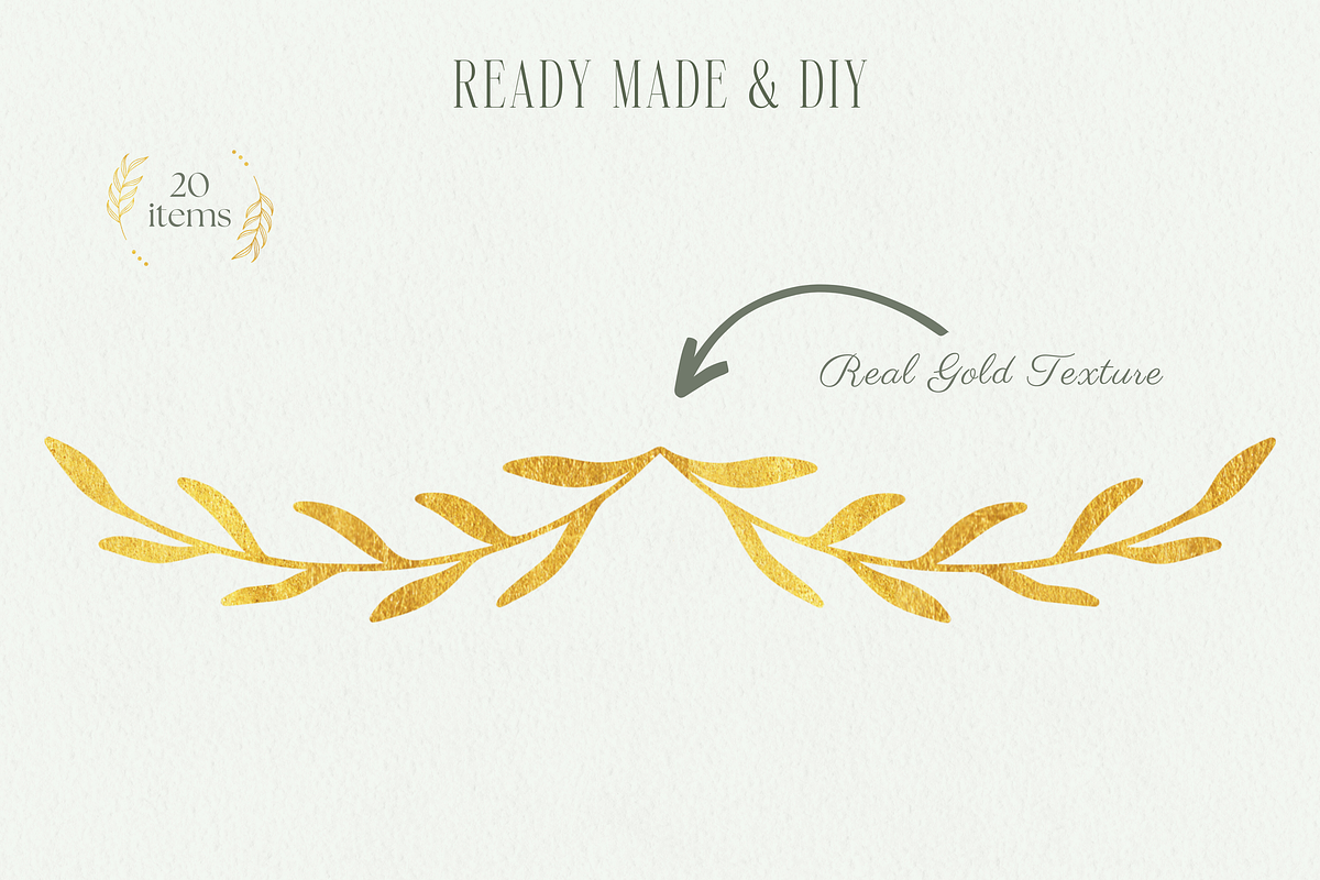 Gold Glitter Leaves Clipart, a Decorative Illustration by Minky Moo Creations (Photo 8 of 17)