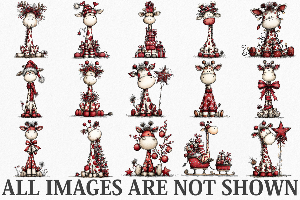 Whimsical Christmas Giraffe Clipart, an Illustration by Canvas Craft (Photo 3 of 6)