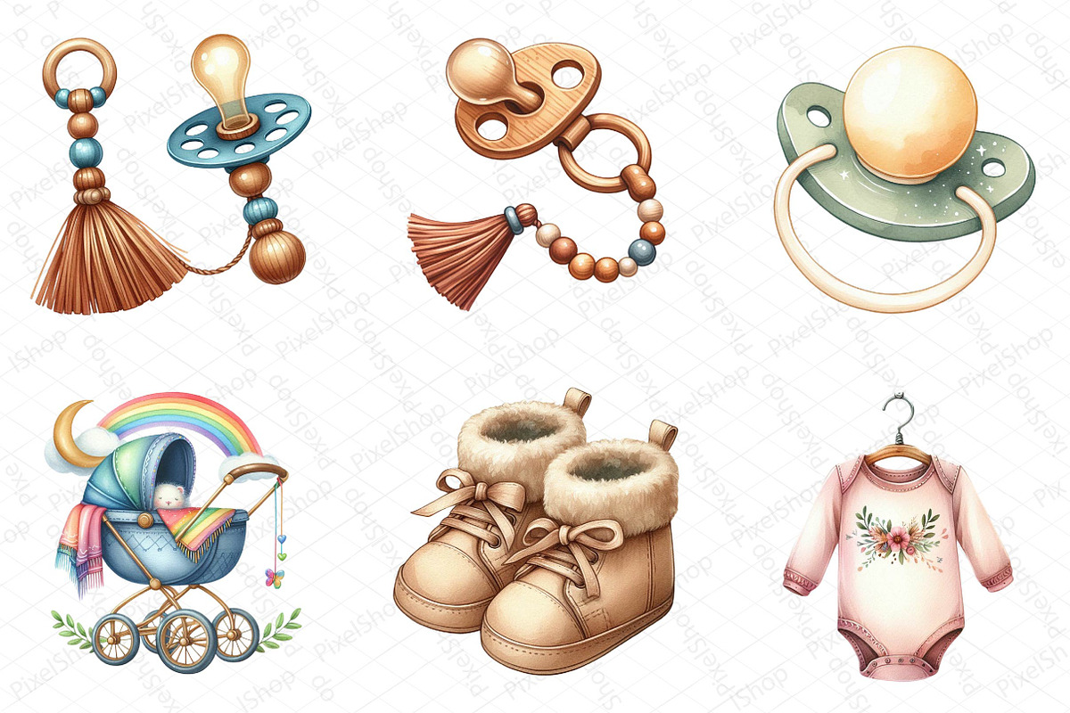 Neutral Boho Baby Shower Doodle Clip, an Illustration by DreamPrint404 (Photo 2 of 6)