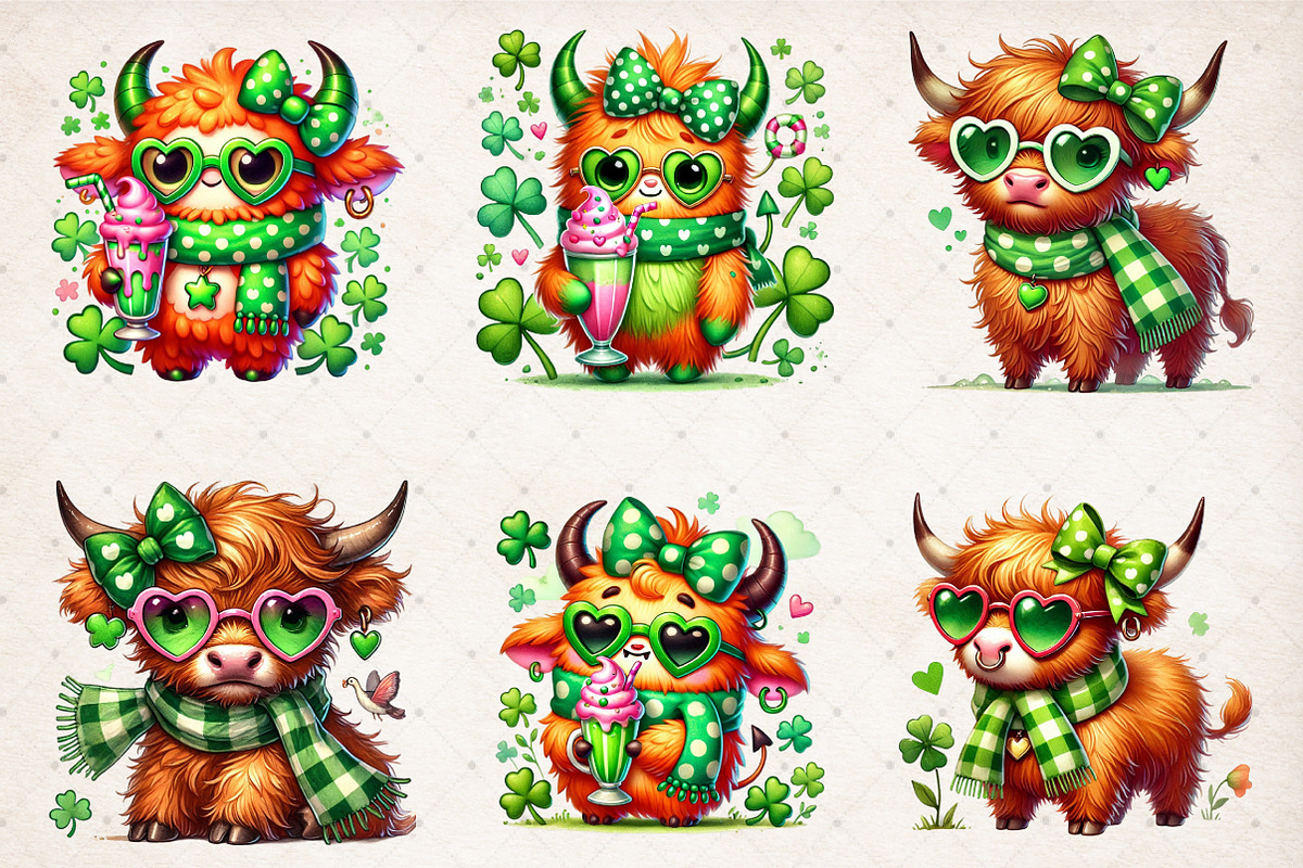 St. Patrick's Highland Cow PNG, an Illustration by SinaCreation (Photo 5 of 5)