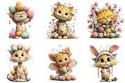 Whimsical Easter Cats Clipart, an Illustration by CraftArtStudio (Thumbnail 5 of 6)