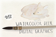 Watercolor Deer Digital Graphics, an Animal Illustration by WeLivedHappilyEverAfter (Thumbnail 3 of 4)