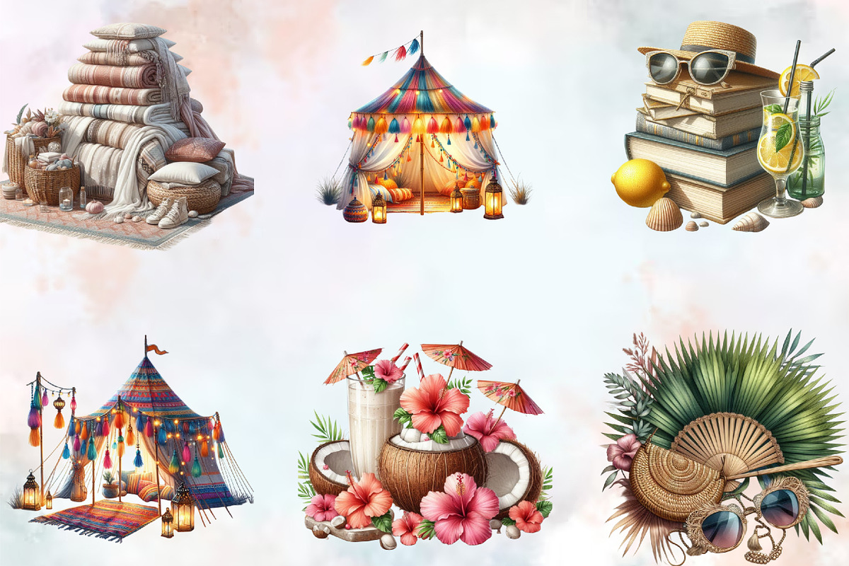 Boho Beach Sublimation Clipart Bundl, an Illustration by SVGArt (Photo 6 of 8)