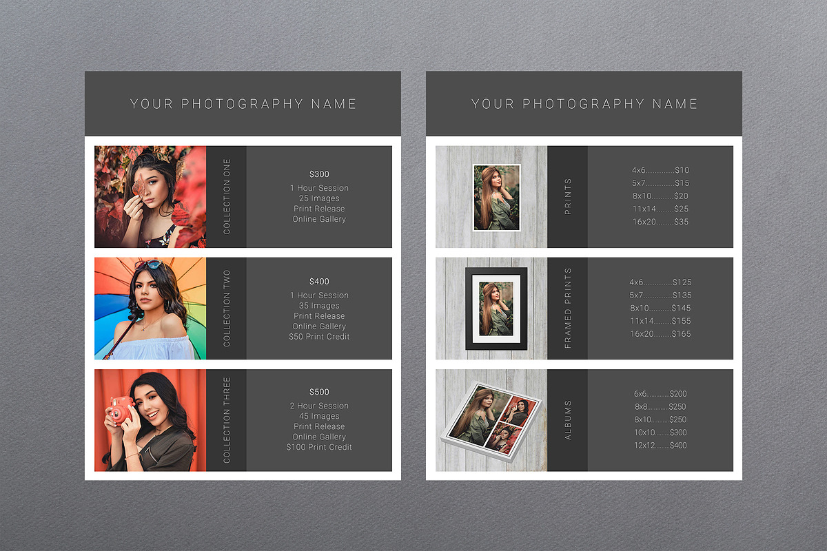Photography Price Template PSD, a Magazine Template by Two Flamingos Shop