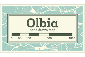 Olbia Italy City Map In Retro Style.