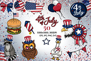 50 4th of July Clipart Set, a Seasonal Illustration by Elatedowl (Thumbnail 1 of 6)