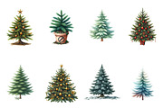 Watercolor Christmas Tree Clipart, an Illustration by CrexoraLab (Thumbnail 5 of 5)