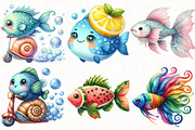 Quirky Summer Fishes Clipart, an Illustration by OK Design (Thumbnail 5 of 5)