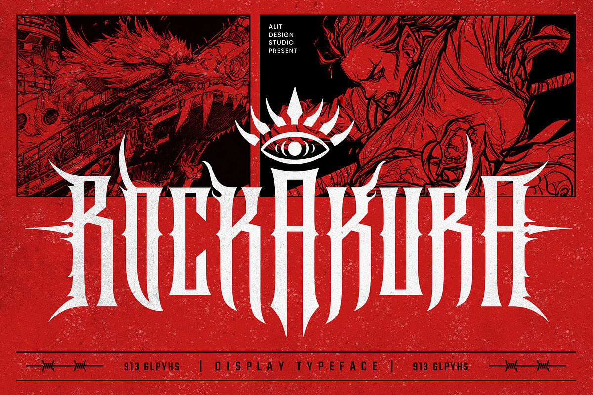 Rockakura typeface, a Blackletter Font by alit design (Photo 1 of 17)