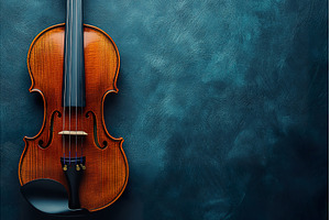 Elegant violin on dark blue textured, a Background Photo by Lermont51