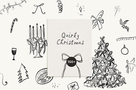Quirky Christmas Line Drawings