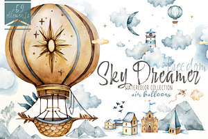 Hot Air balloons. Sky dreamer set.
