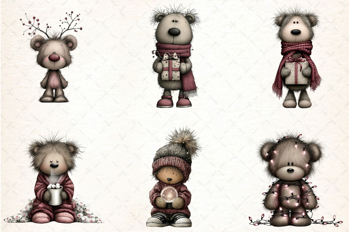 Whimsical Christmas Teddy Clipart, an Illustration by DreamCafeArt (Photo 5 of 6)