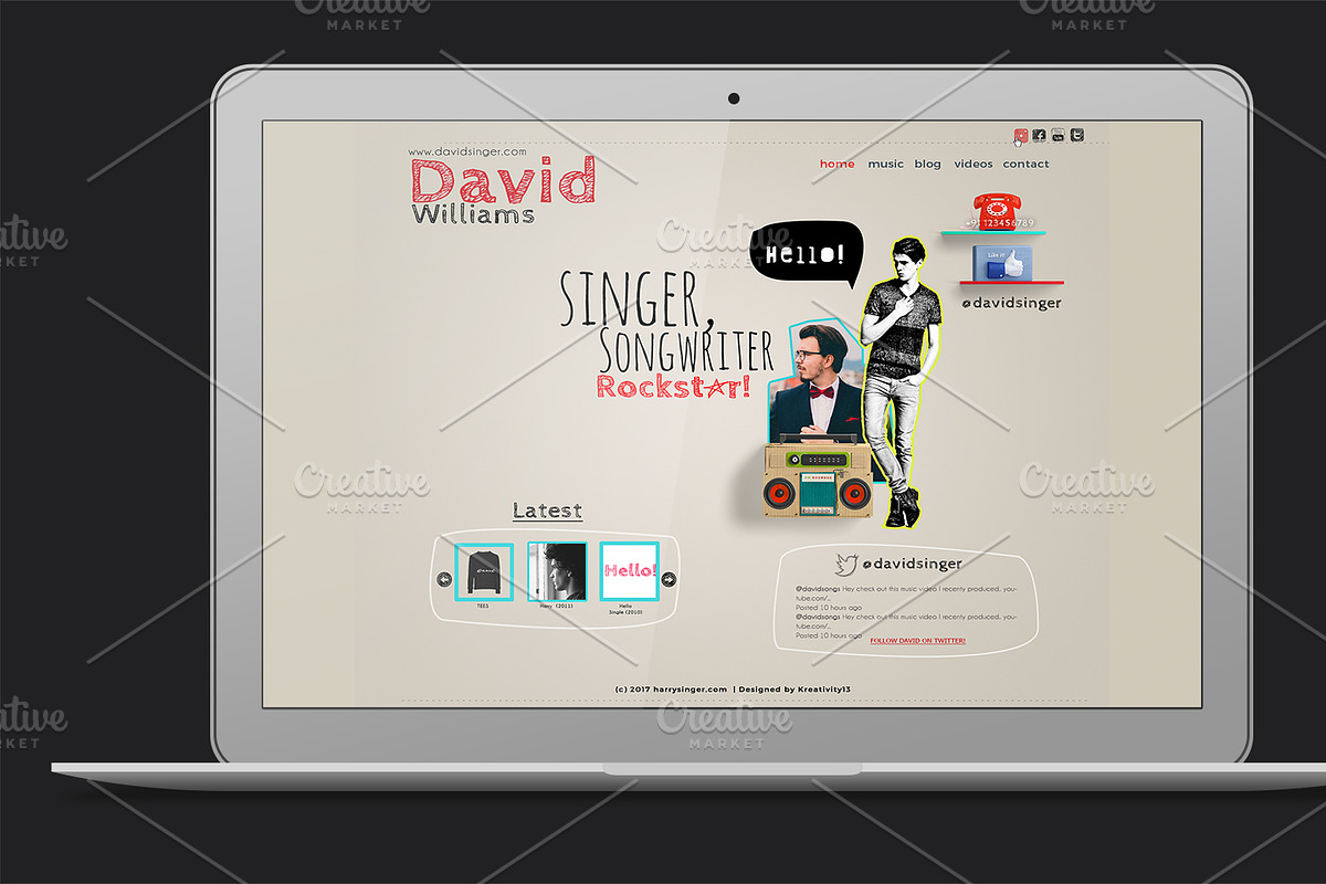 Quirky Website Theme for Creatives, a Websites & App Template by Kreativity13