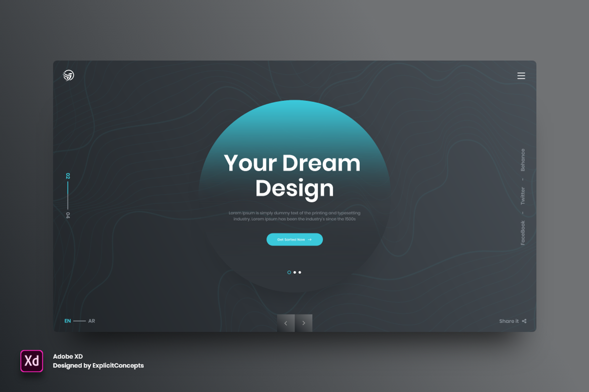 Hero Header - Adobe XD, an UI Kit Template by ExplicitConcepts