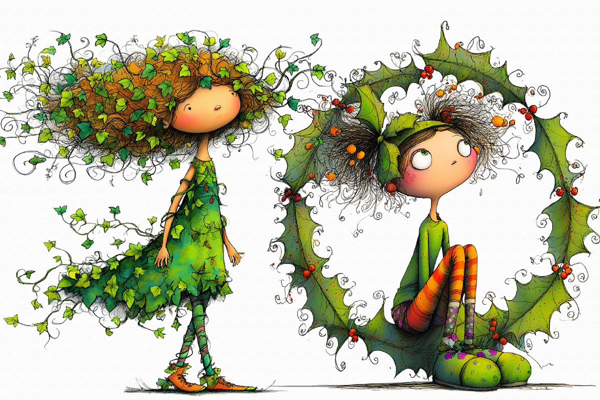 Quirky Holly Girl Clipart, an Illustration by Libby Wishes (Photo 4 of 7)