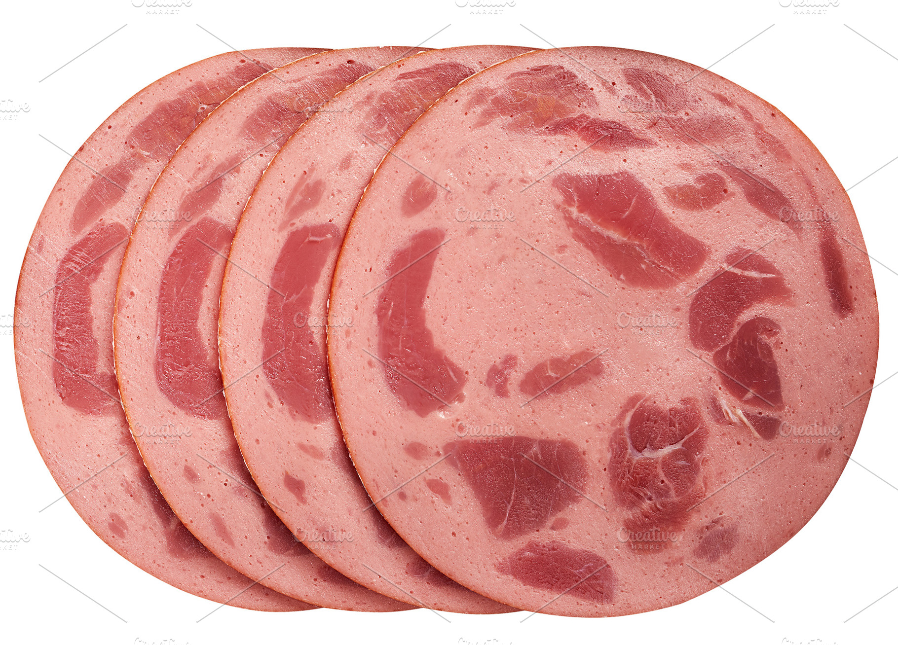 Round slices of cooked sausage, a Food & Drink Photo by ndanko