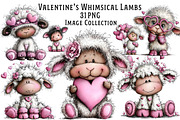 Valentine's Whimsical Lambs Clipart, an Illustration by Dream Creation (Thumbnail 1 of 7)
