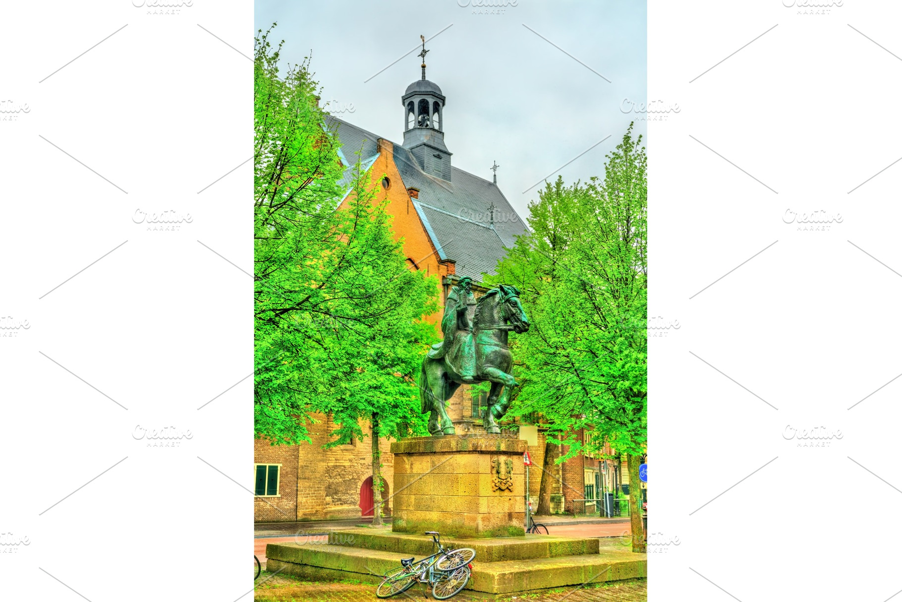 Statue of Saint Willibrord near the Janskerk church in Utrecht, the Netherlands, an Architecture Photo by Leonid Andronov