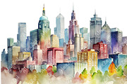 Watercolor Cityscape PNG Skyscraper, a Decorative Illustration by AlexZeL (Thumbnail 4 of 5)