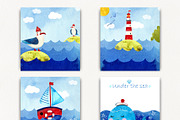 Watercolor clipart Sea Voyage, an Animal Illustration by Vikeriya (Thumbnail 2 of 8)