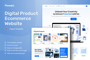 Digital Products E-Commerce Website, an UI Kit Template by peterdraw