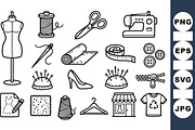 Sewing Essentials Clipart Set, an Illustration by designvectx (Thumbnail 1 of 3)