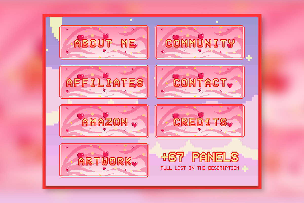 74x Hearts Pixel Panels for Twitch, an Illustration by Custom Fonts & Patterns (Photo 3 of 7)