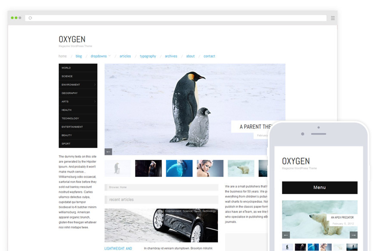 Oxygen / Minimal Blog Magazine Theme, a WordPress Template by AlienWP