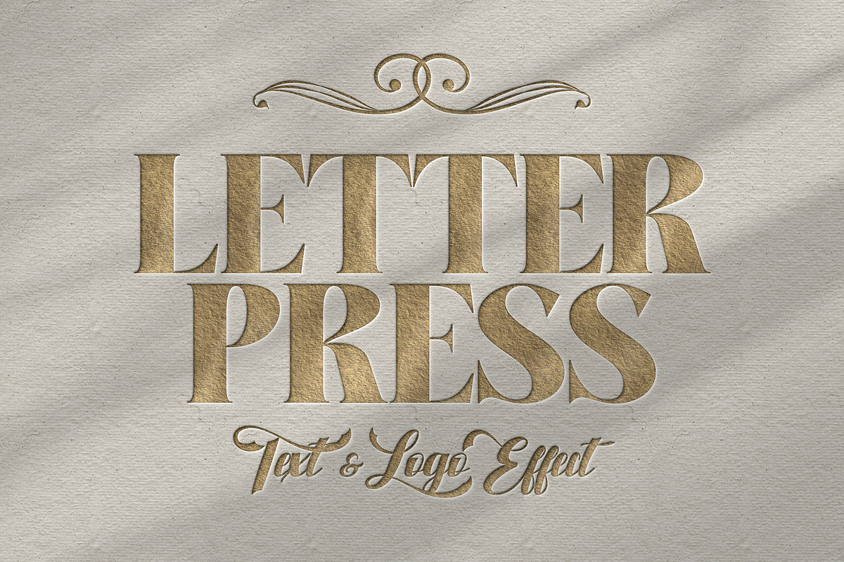Gold Letterpress Text & Logo Effect, a Layer Style Add-On by Andrew Skoch Design (Photo 3 of 6)