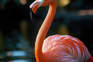 Elegant Flamingo Portrait Pink Feath, an Animal Photo by Pixeness Studio