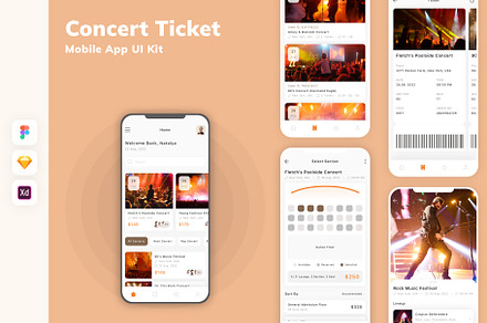Concert Ticket Mobile App UI Kit, an UI Kit Template by uicube