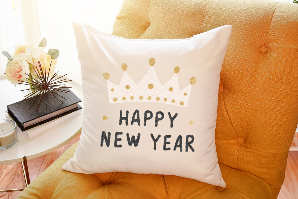 Golden Glitter Happy New Year Clipar, an Illustration by Sublimation Artist (Photo 6 of 6)