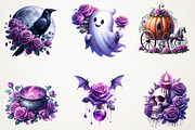 Halloween & Purple Roses Clipart, an Illustration by RobertsArt (Thumbnail 4 of 7)
