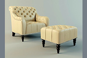 Brady Tufted Leather Chair & Ottoman, a Furniture 3D Model by 3Dpapa (Thumbnail 1 of 4)