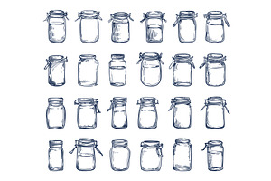 Empty Glass Jars Icons Set Simple, an Object Illustration by LadadikArt