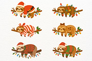 Funny Christmas Sloth Clipart, a Seasonal Illustration by Nicolle's Colorful Art (Thumbnail 4 of 6)